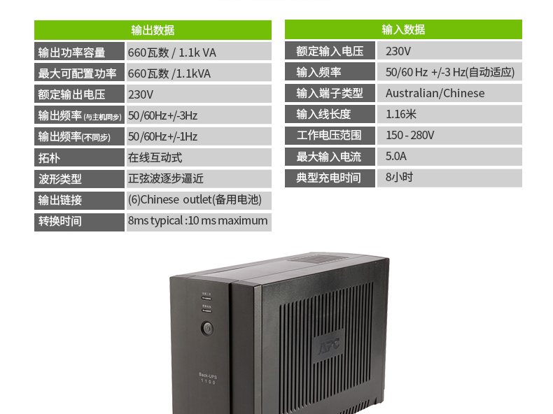 BX1100CI-CN Back-UPS BX 系列 实物与应用图示