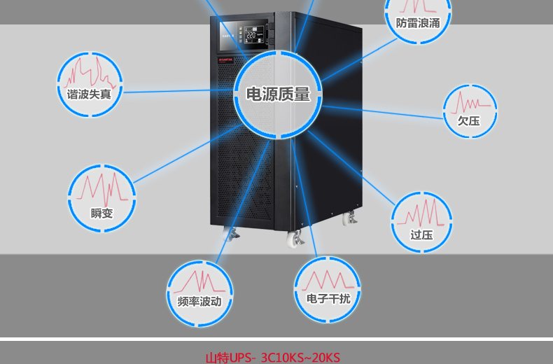 山特3C20KS 20KVA/18KW 长效机在线式 单机无电池 UPS不间断电源 图4