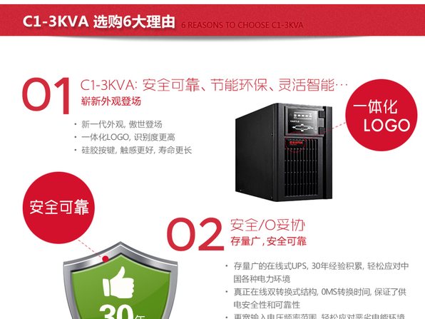 山特C1K 1000VA/800W 标机在线式 UPS不间断电源 图3