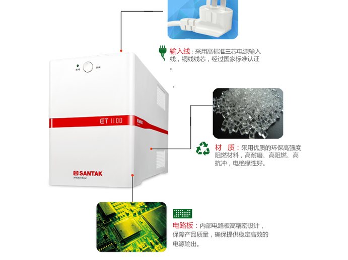 山特ET1100 1100VA/600W UPS不间断电源备用电脑智能稳压 后备式 图4